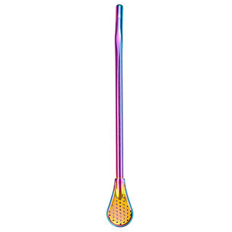 Stirring Spoon With Stainless Steel Filter Straw