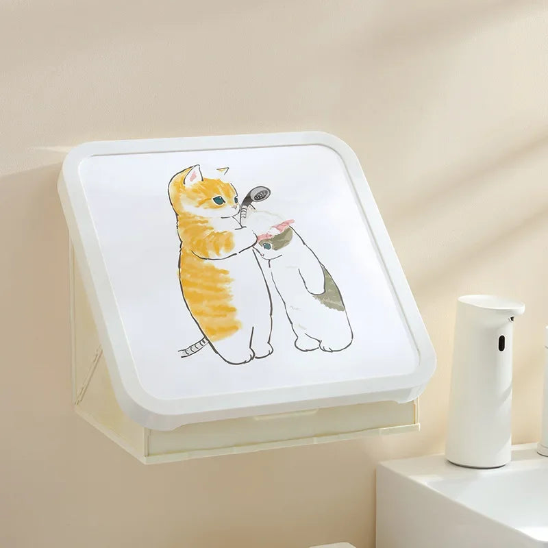 Bathroom Painting Storage Rack Waterproof Folding Storage Rack Bathroom Punch-free Wall-mounted Mural Storage Cabinet