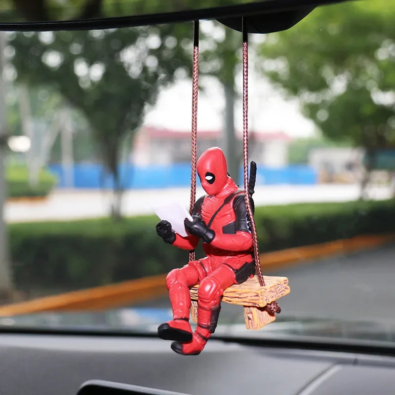 Disney Superhero Deadpools Car Mirror Pendant Creative Handsome and Funny Swing Deadpools Anime Figure Toy Pendant Kids Gifts